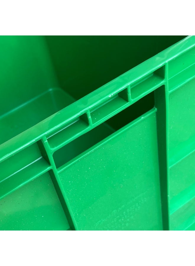 صناعات بلاستيكا ذ.م.م. Plastic Storage Fish/Multipurpose Crate Box 600×400×350 mm 72L Stackable Heavy Duty Reinforced Walls Anti-Slip Base for Home Industrial Commercial Delivery - Green (2pcs) - Image 5
